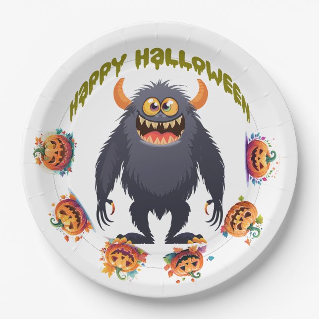 Prato De Papel Diversão personalizável de Halloween  (Frente)