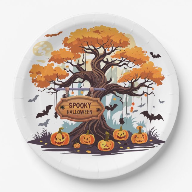 Prato De Papel Diversão personalizável de Halloween  (Frente)