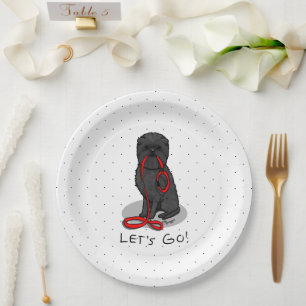 Prato De Papel Divertido Vamos Lá! Caminhar Affenpinscher (Preto