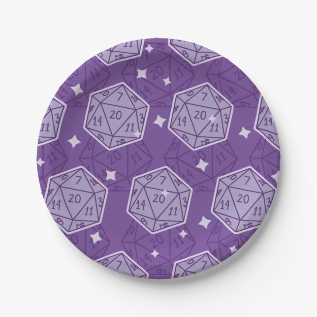 Prato De Papel DnD Party Dungeons & Dragon D20 Dice (Frente)