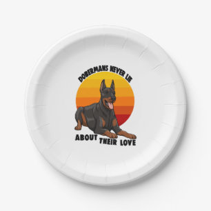 Prato De Papel Doberman Nunca Mente Sobre Seu Amor