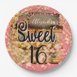 Prato De Papel Doce 16 Russo Rosa Dourado