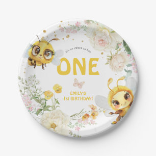 Prato De Papel Doce a primeiro aniversario de Abelha ONE