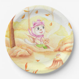 Prato De Papel Doce caminhada do outono na floresta