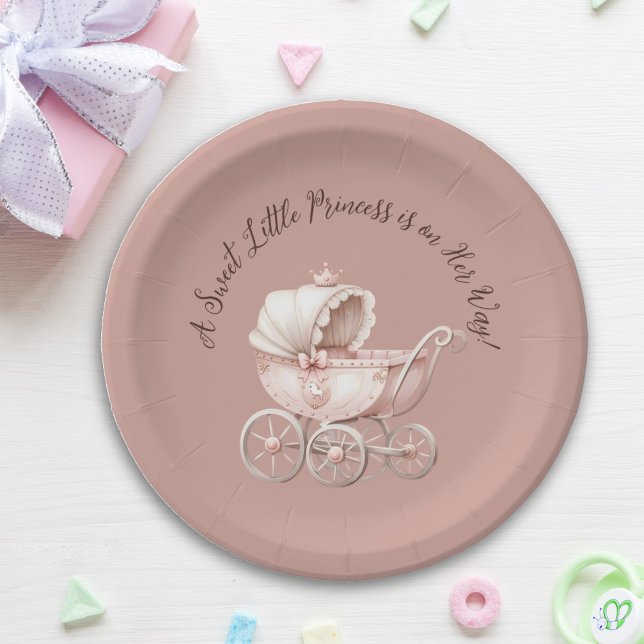 Prato De Papel Doce Chá de fraldas da Princesa Pequena (Sweet Little Princess Baby Shower plates)