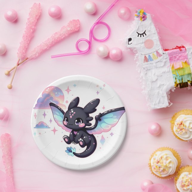 Prato De Papel Doce Chá de fraldas de Dragão Pequeno (Festa)