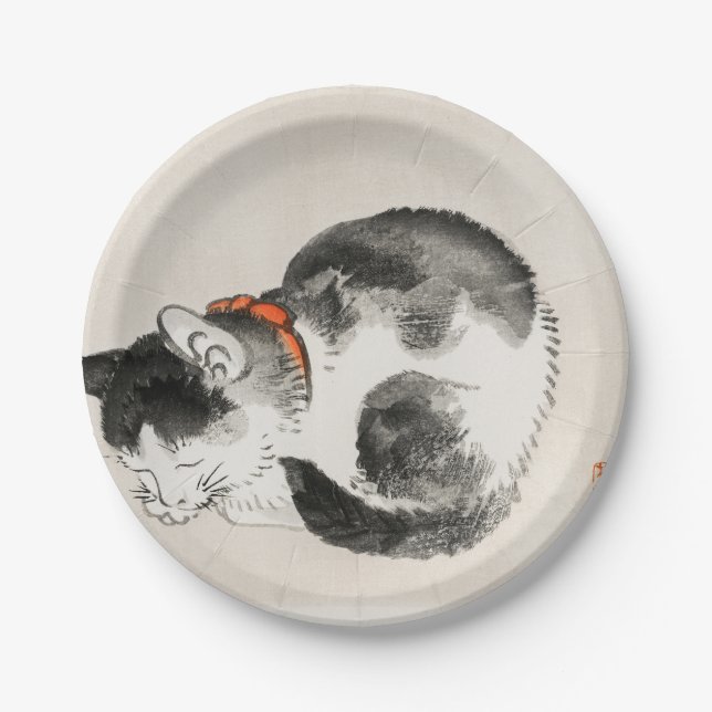 Prato De Papel Doce Com Gato Dormido (Frente)