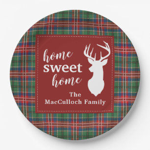 Prato De Papel Doce Home Tartan Family Xadrez Personalizada