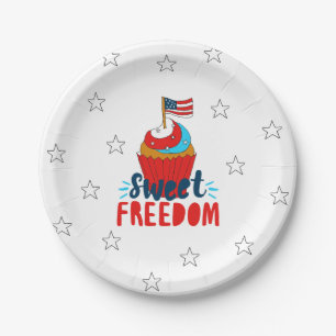 Prato De Papel Doce Liberdade Cupcake 4 de julho Art 4 de julho