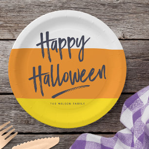 Prato De Papel Doce Milho de Centeio Feliz Halloween
