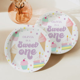 Prato De Papel Doce Primeiro Sorvete e Bolo de 1º Aniversário