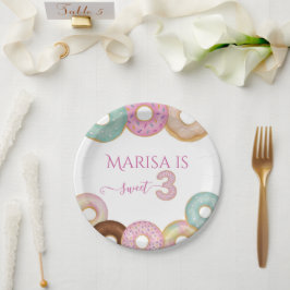 Prato De Papel Doce Rosquinha Aniversário | Festa Colorida de Cri