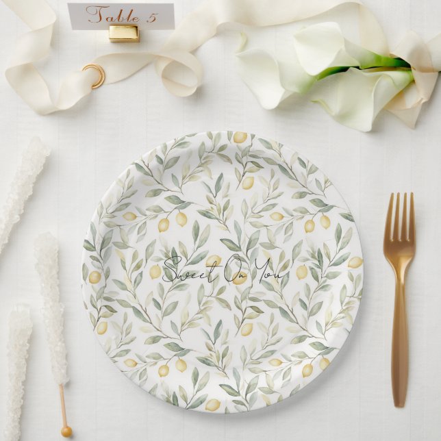 Prato De Papel Doce Sobre Você Limões Casamento (Casamento)