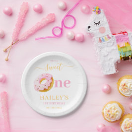 Prato De Papel Doce Uma Rosquinha, Convite de Aniversário, Menina