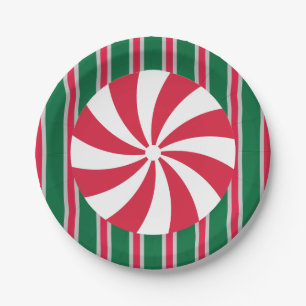 Prato De Papel Doces de hortelã-pimenta de Natal divertida e Rico