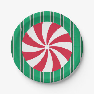 Prato De Papel Doces de hortelã-pimenta de Natal divertida e Rico