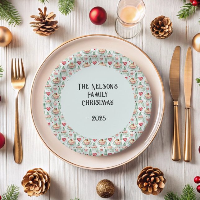 Prato De Papel Doces de Natal Festivos (Christmas Cakes Paper Plates)