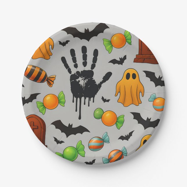 Prato De Papel Doces e Sombras Spooky (Frente)