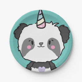 Prato De Papel Docinho Panda Unicorn - Placa de Papel Rapariga de