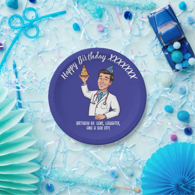Prato De Papel DOCTOR BIRTHDAY FUN antistress party (Festa)