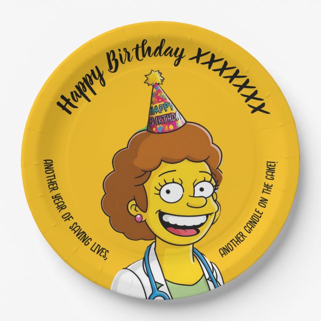 Prato De Papel DOCTORS BIRTHDAY yellow pediatric fun girl (Frente)