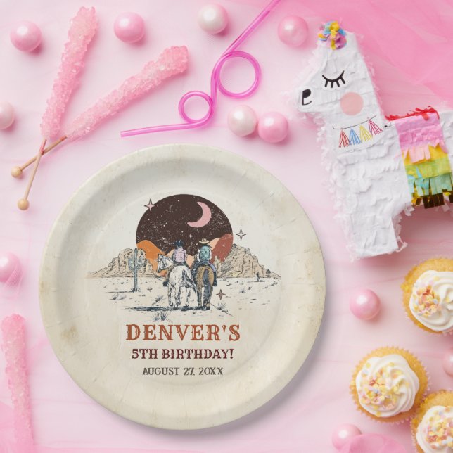 Prato De Papel Documento de Festa de aniversário do Rodeo do Cowb (Festa)