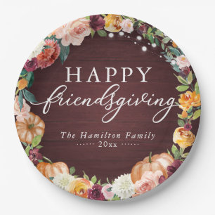 Prato De Papel Documento de Janto Rustic Autumn Floral Friendship