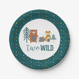 Prato De Papel Dois Animais Selvagens Do Segundo Aniversário
