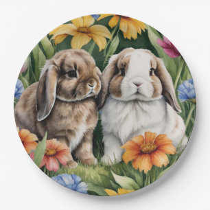 Prato De Papel Dois coelhos de coelhinho