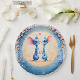 Prato De Papel Dois Corações, Um Amor – Ratinho no Casamento.