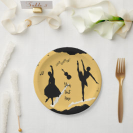 Prato De Papel Dois dançarinos de Balé e música em cor bege de Ou