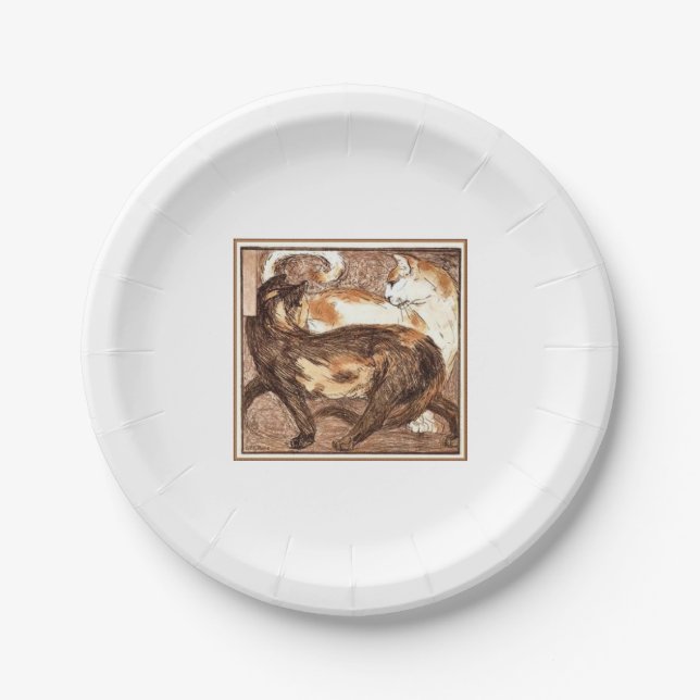 Prato De Papel Dois gatos (por Franz Marc) (Frente)