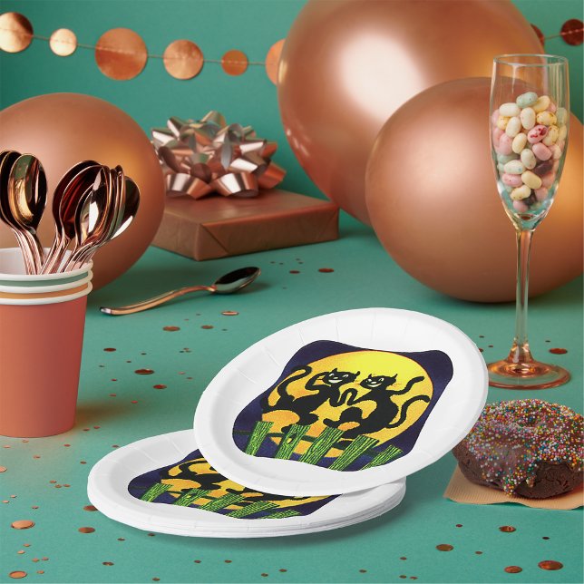 Prato De Papel Dois Gatos Pretos (Criador carregado)