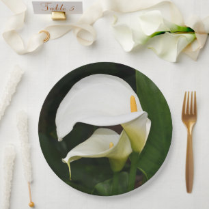 Prato De Papel Dois Lírios Calla Brancos Floral
