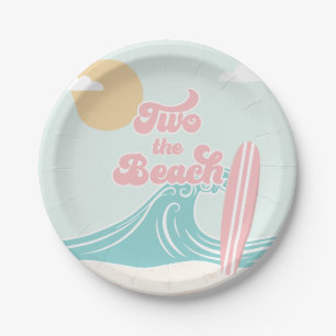 Prato De Papel Dois para a Praia Rosa Surf Praia Aniversário