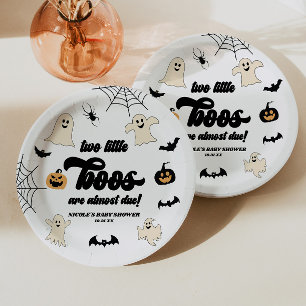 Prato De Papel Dois Pequenos Espíritos Gêmeos Halloween Chás de B