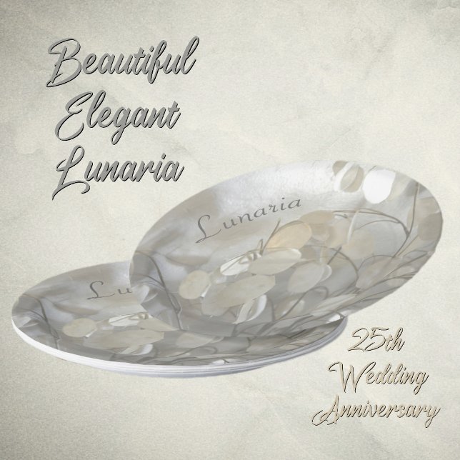 Prato De Papel Dólares Prateados da Lunária Branca Elegante (Criador carregado)