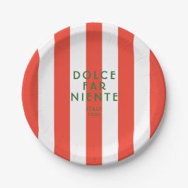 Prato De Papel Dolce Far Niente Itália Red Cabana Stripes Party