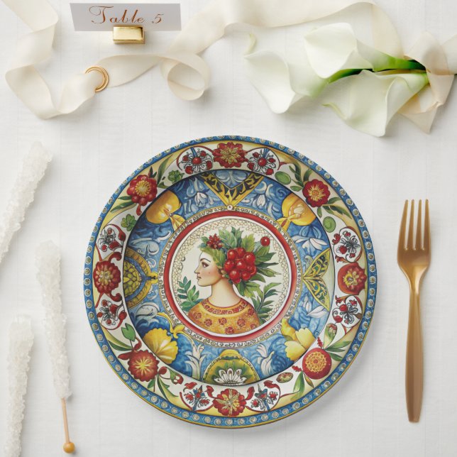 Prato De Papel Dolce & Gabbana Siciliana Cart Whimsy Plate (Casamento)