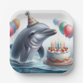 Prato De Papel Dolphin Birthday