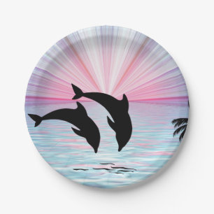 Prato De Papel Dolphin Sunset