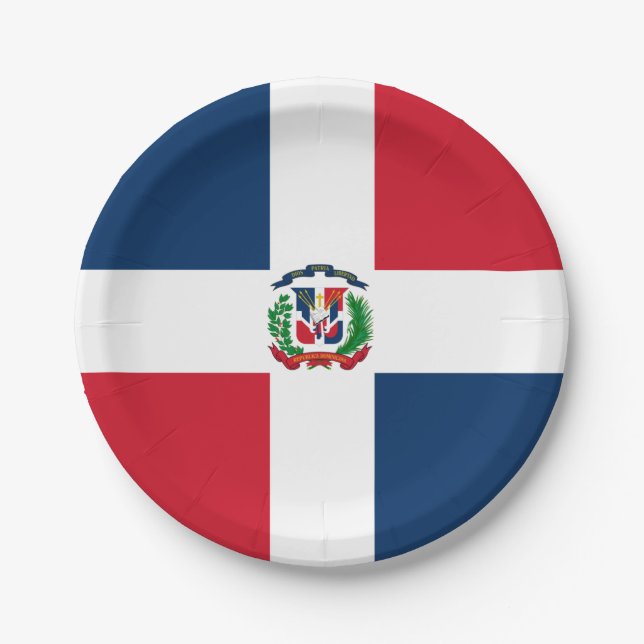 Prato De Papel Dominican Republic flag Paper Plate (Frente)