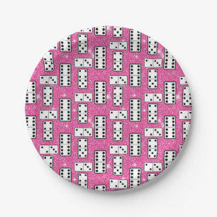Prato De Papel Domino Peças Domino Domina Conselho Jogo Rosa Gli