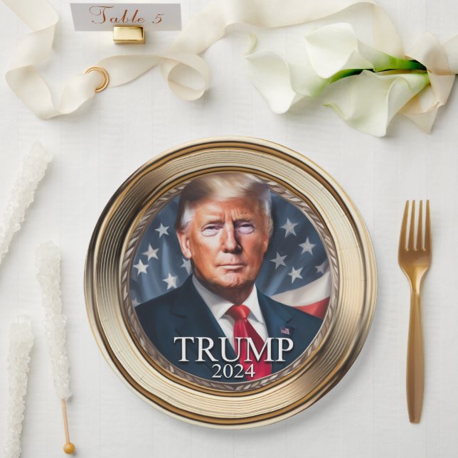 Prato De Papel Donald Trump 2024 Campaign Novelty Paper Plate (Casamento)