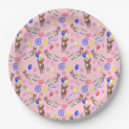 Prato De Papel Donkey Birthday Party Paper Plates in Pink