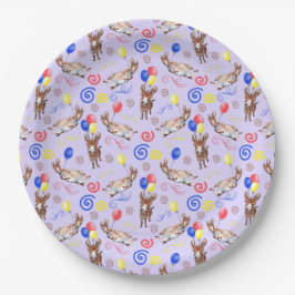 Prato De Papel Donkey Birthday Party Paper Plates in Purple