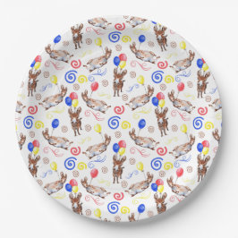 Prato De Papel Donkey Birthday Party Paper Plates in White