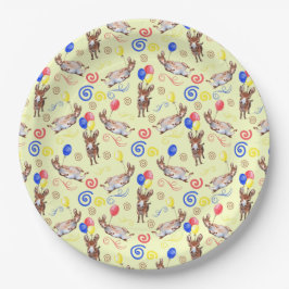 Prato De Papel Donkey Birthday Party Paper Plates in Yellow