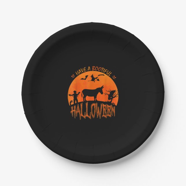 Prato De Papel Donkey - Feliz Halloween| Engraçado Presente no Co (Frente)