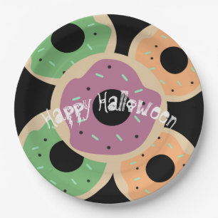 Prato De Papel Donut de Halloween com Cobertura de Açúcar e Confe